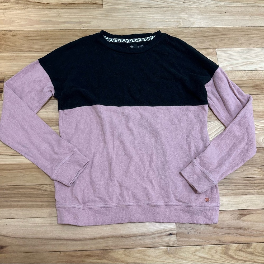 XS Volcom pink & black colorblock sweater